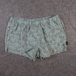 Patagonia Shorts Womens Medium Barely Baggies 2.5" Hiking Outdoors Blue Geo